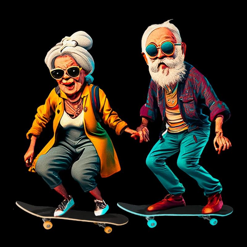 Cool old couple skater hipster