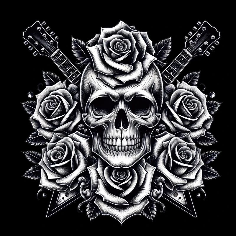 Eternal Harmony: Guitar Skulls and Roses