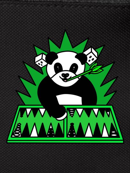 Funny panda play backgammon
