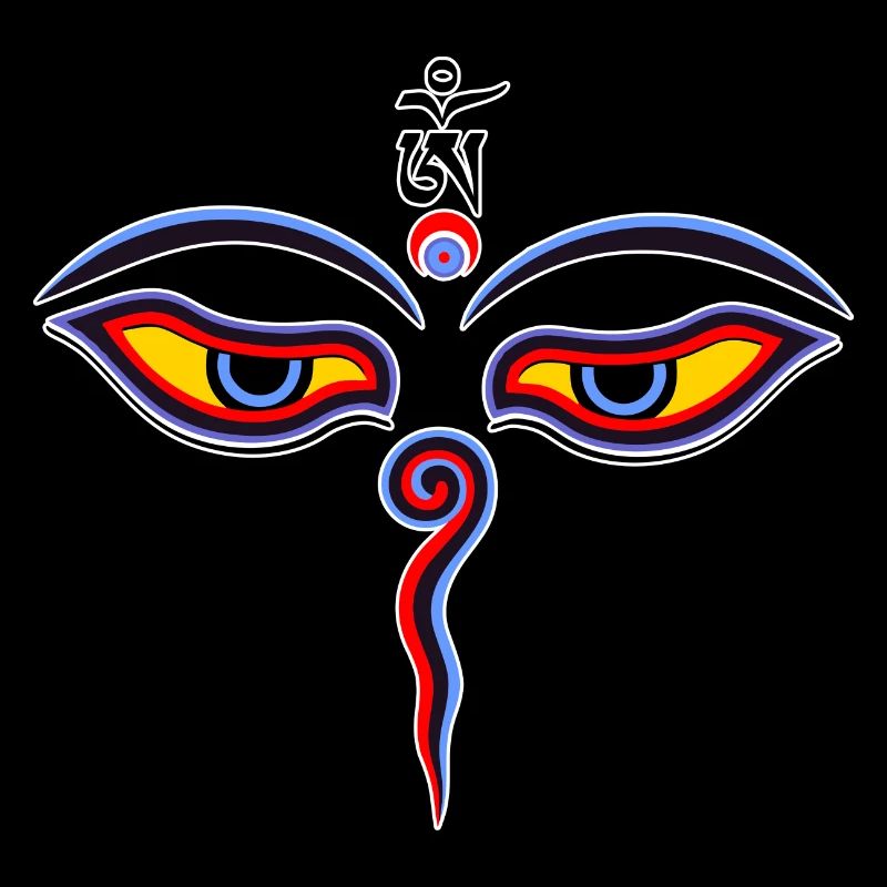 Les yeux de sagesse de Bouddha - Les yeux du temple de Bodhnath, OM 2