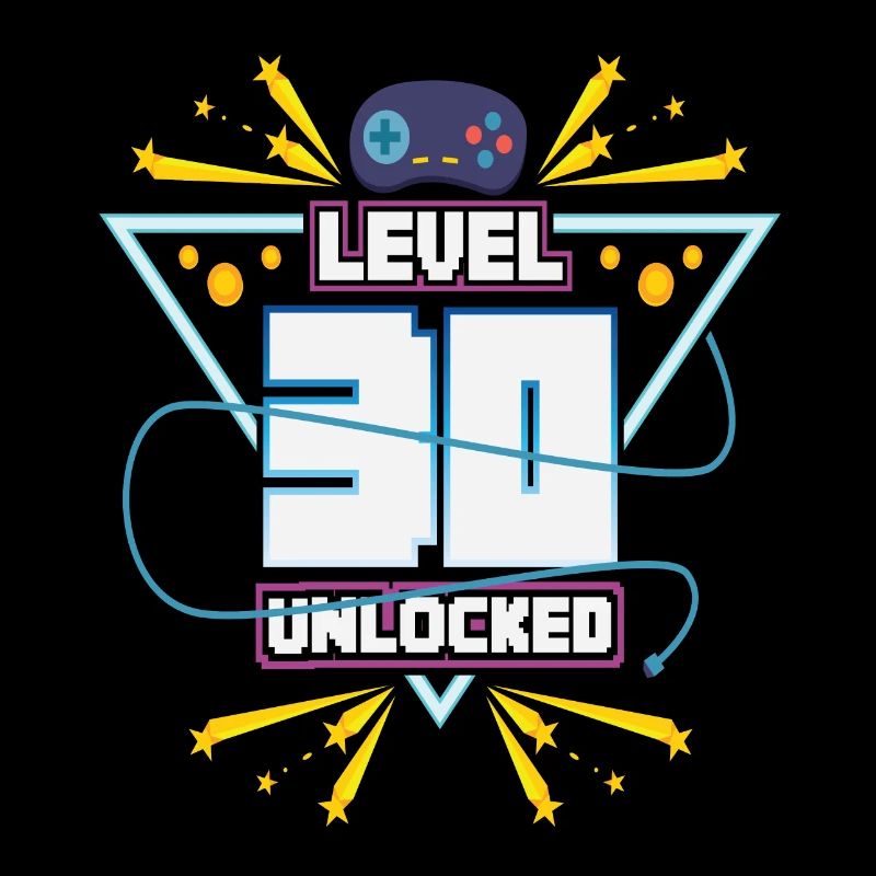 Level Up Gamer Zocker Gaming 30s Nerd Gift