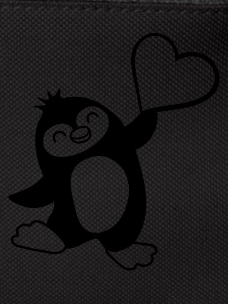 Heart-pointing friendly penguin