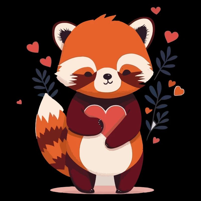 Panda roux avec cœur