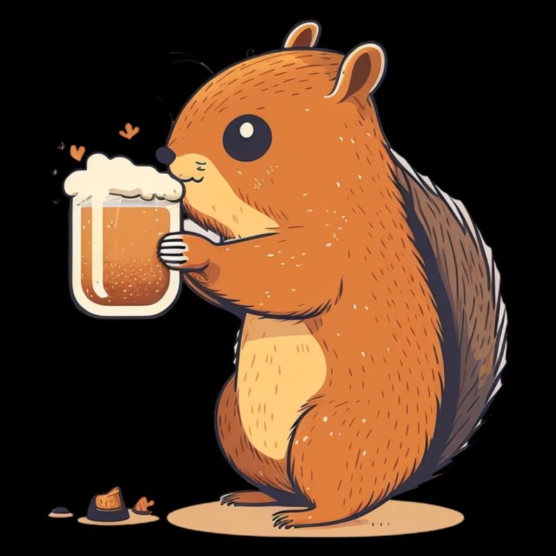 Süßes Eichhörnchen mit Bier