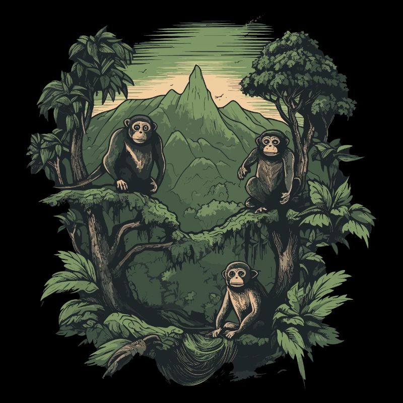 Monkey Monkey Jungle Nature Palm Trees Monkey Mountains Forest