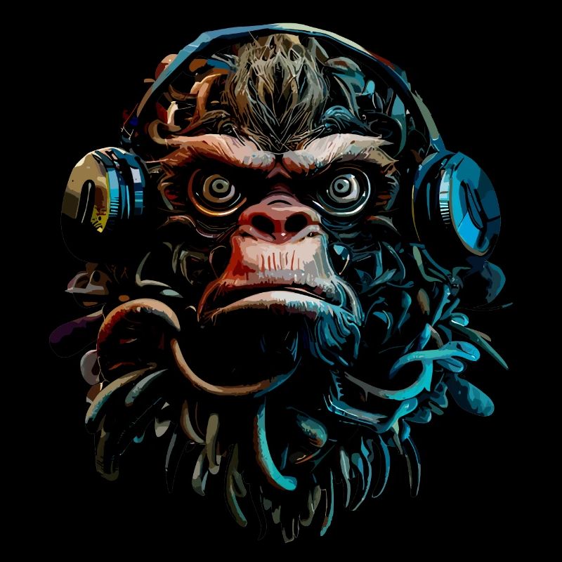 Affe mit Kopfhörern