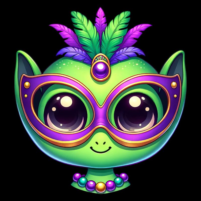 Mardi Gras Alien Head Comic Mask
