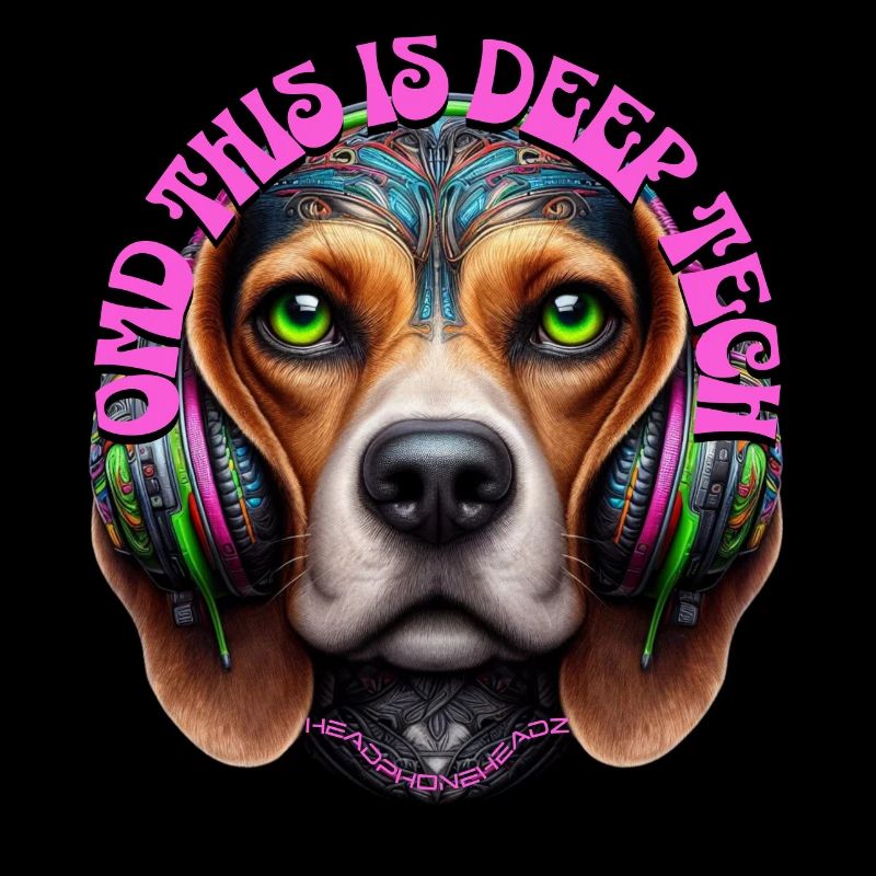 OMD THIS IS DEEP TECH -Cute Beagle with Headphones