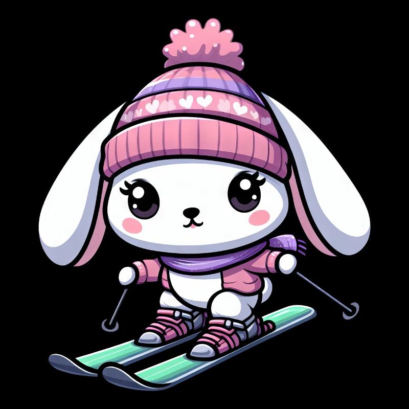 Conception de vacances d'hiver de skieur de ski de lapin de neige
