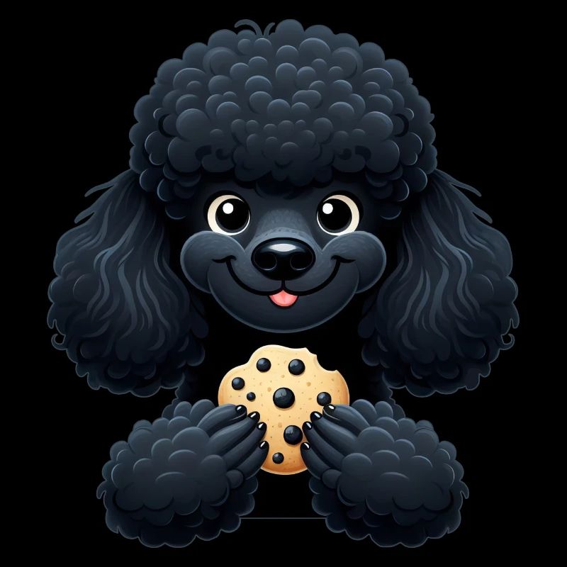 Caniche noir avec Biscuit Design mignon