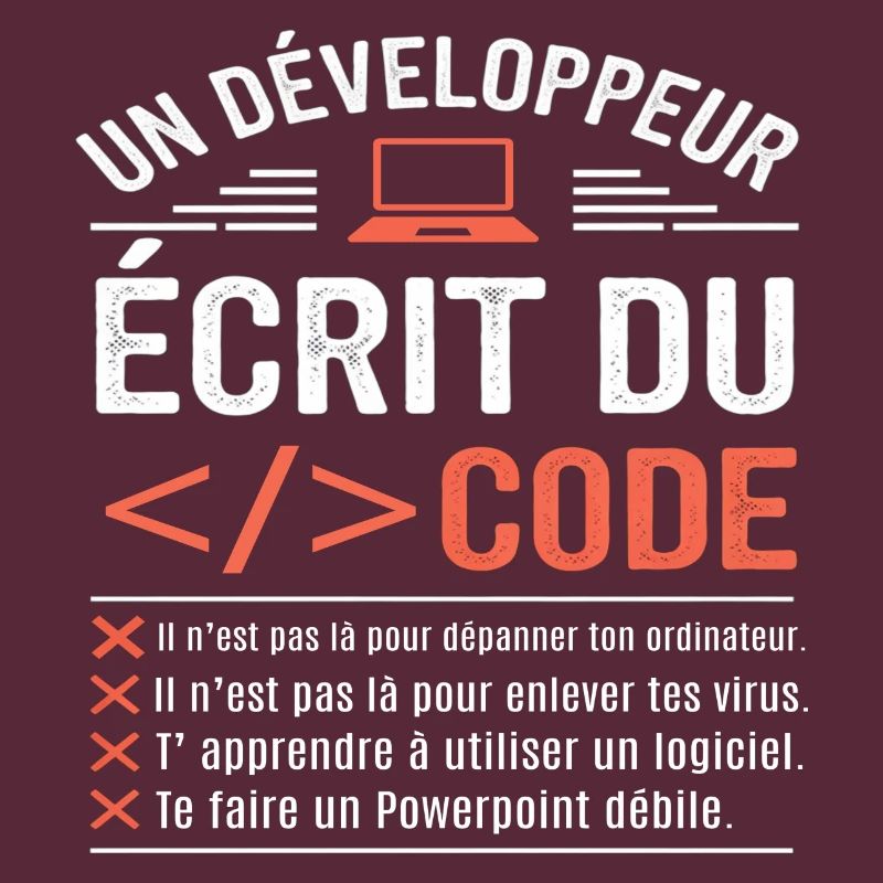 Un développeur écrit du code humour programmation
