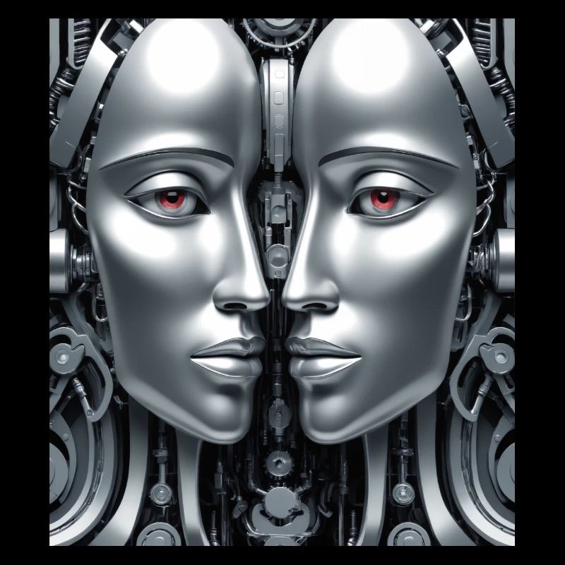 Visage mécanique robotique