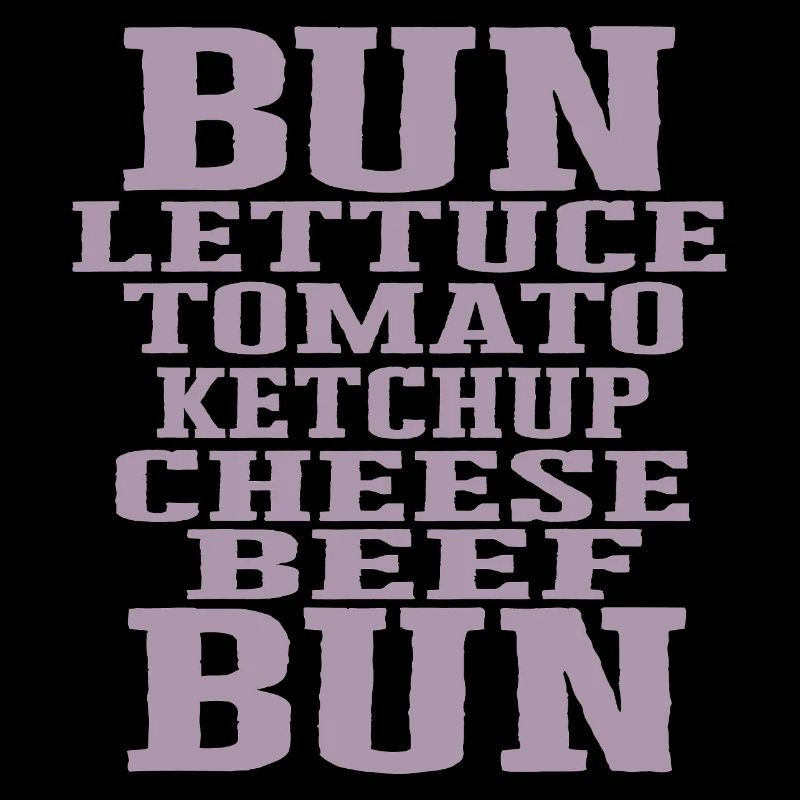 Burger Ingrédients Typographie Construction du cheeseburger