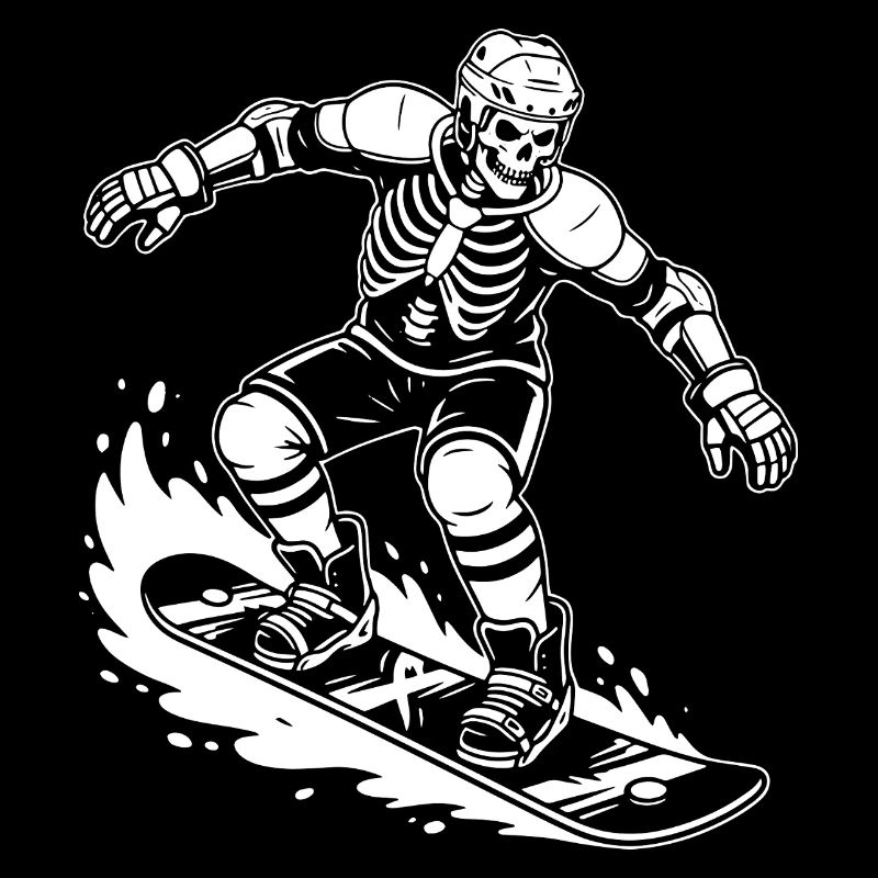 Skeleton on Snowboard Wave Rider