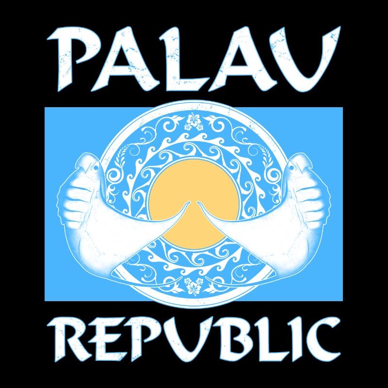 Palau Flag Manta Rays