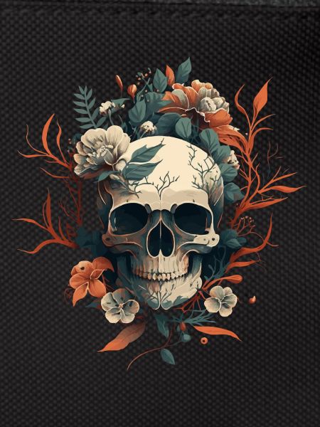 skull in flowers