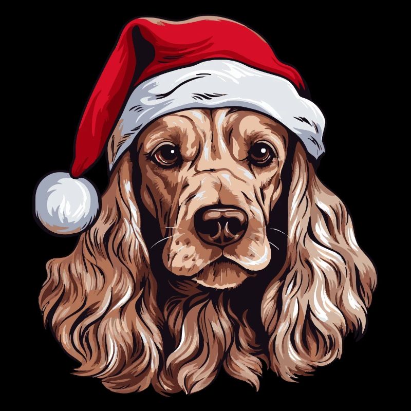 Cocker Spaniel Dog Christmas Head