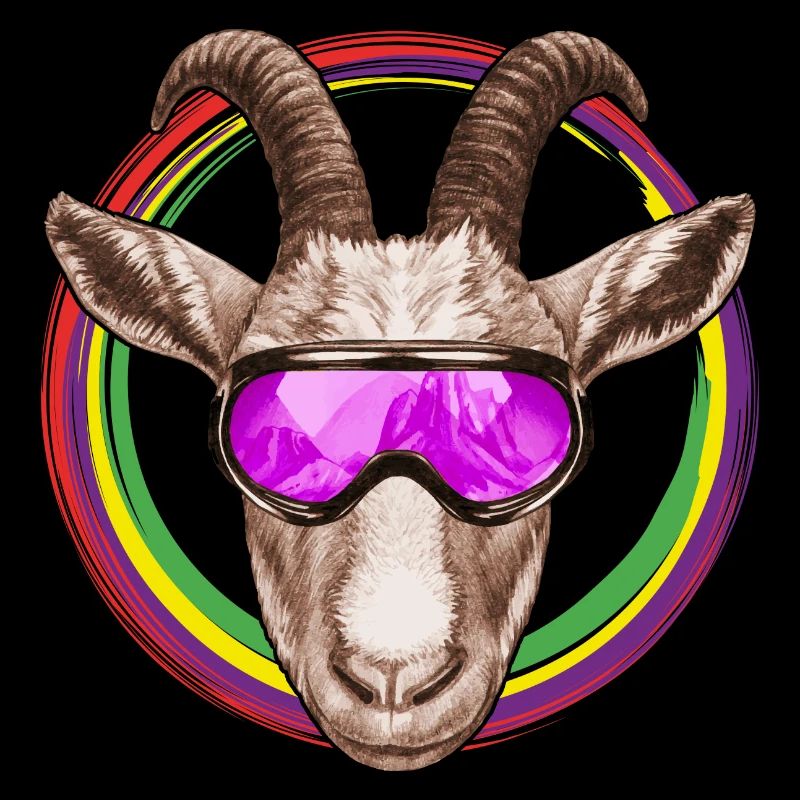 Drôle de bouc avec des lunettes de ski
