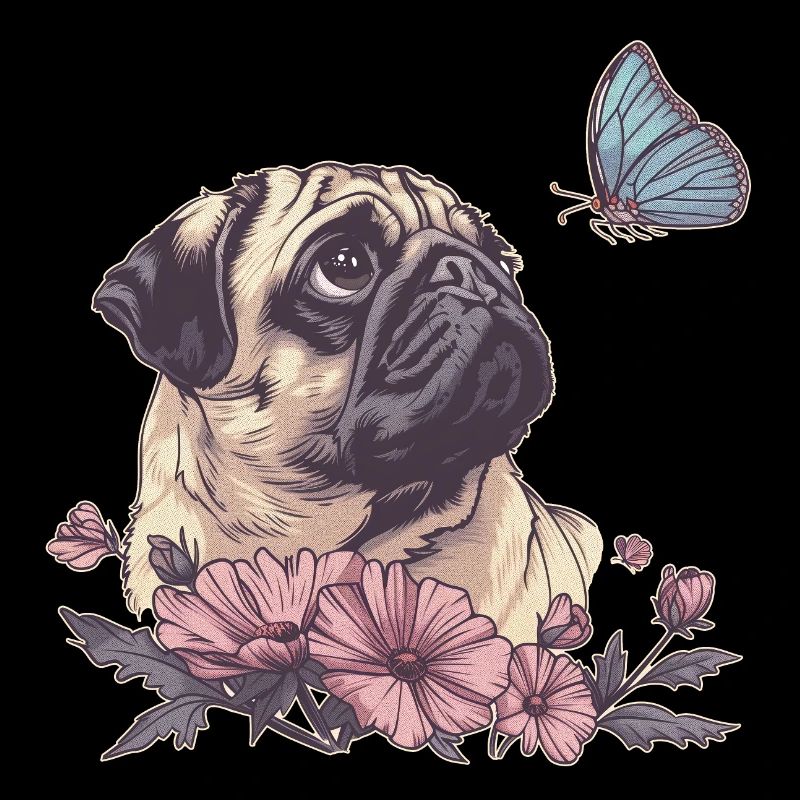 Mops und Schmetterling
