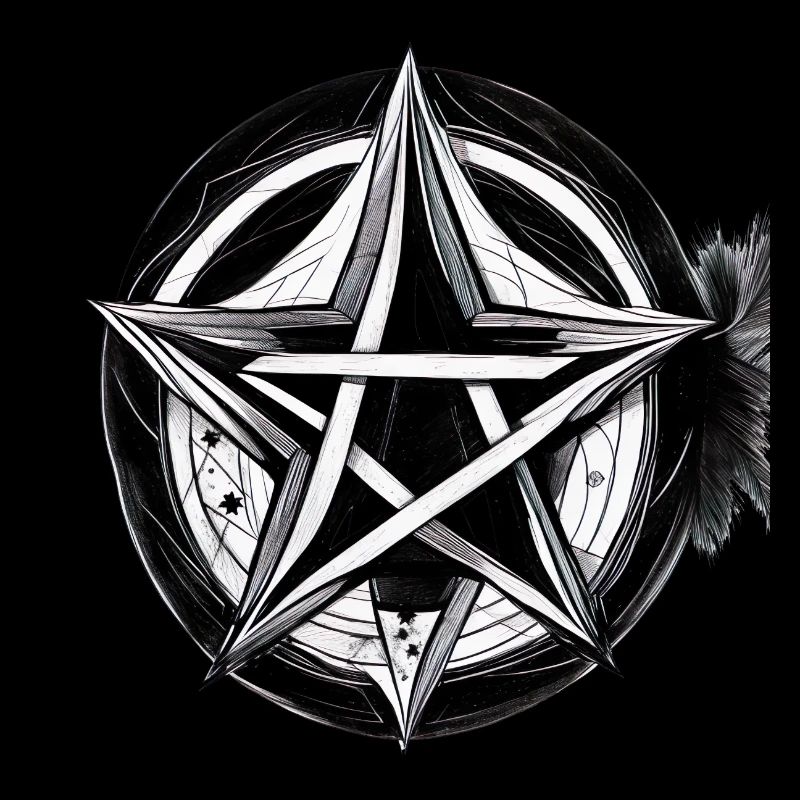 Pentagramme Noir Blanc Invocation Magie Noire