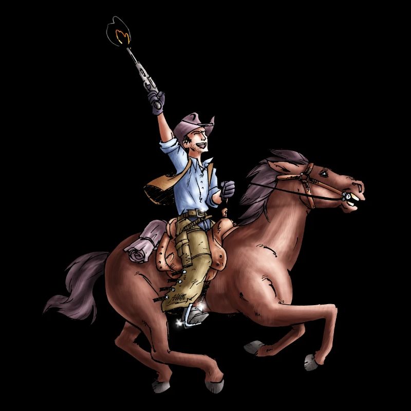 Comic Cowboy auf Pferd