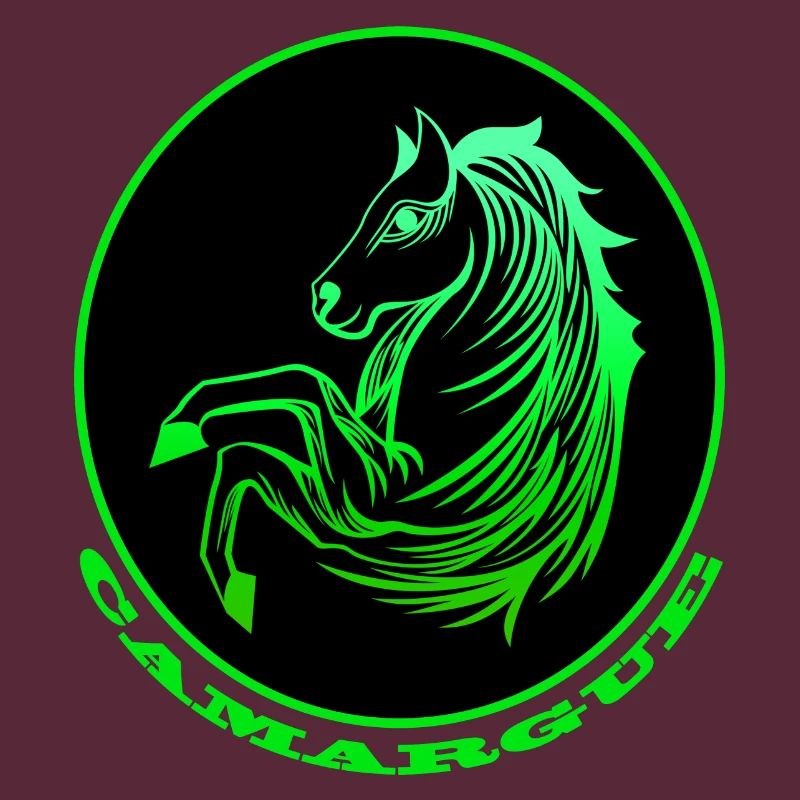 Cheval de Camargue vert fluo