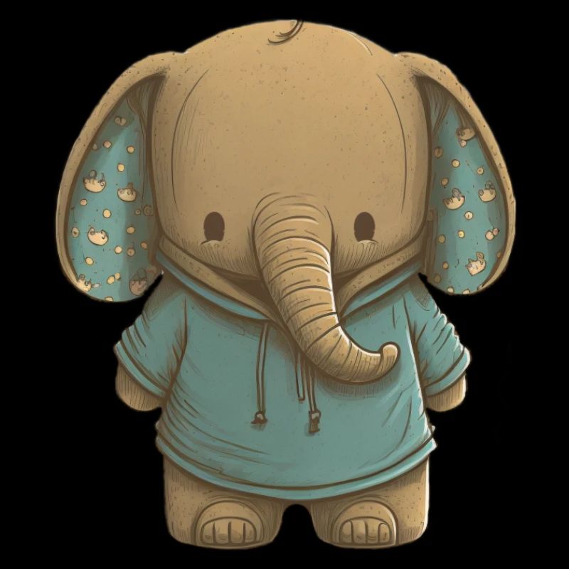 Mignon éléphant avec pull vert pour les enfants