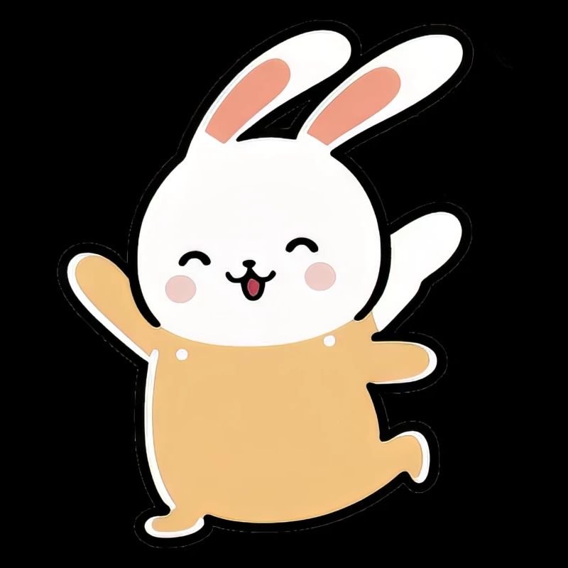 Kawaii Cute Happy Colorful Rabbit Dancing