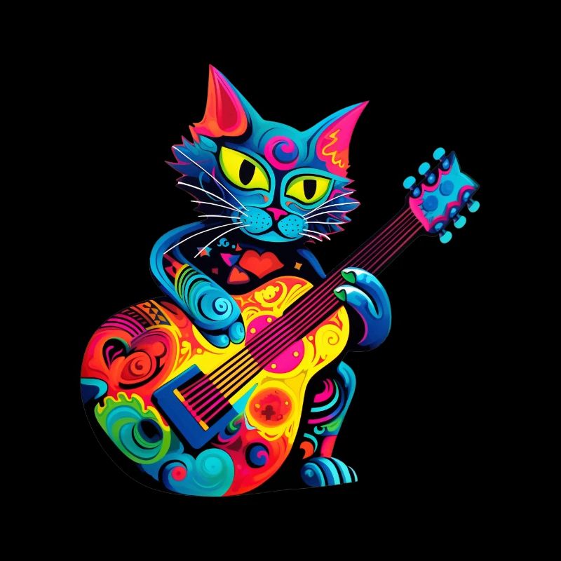 Cat joue de la guitare