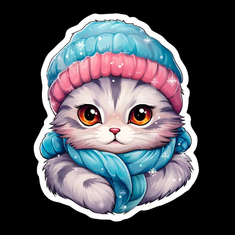 Chat avec chapeau et écharpe