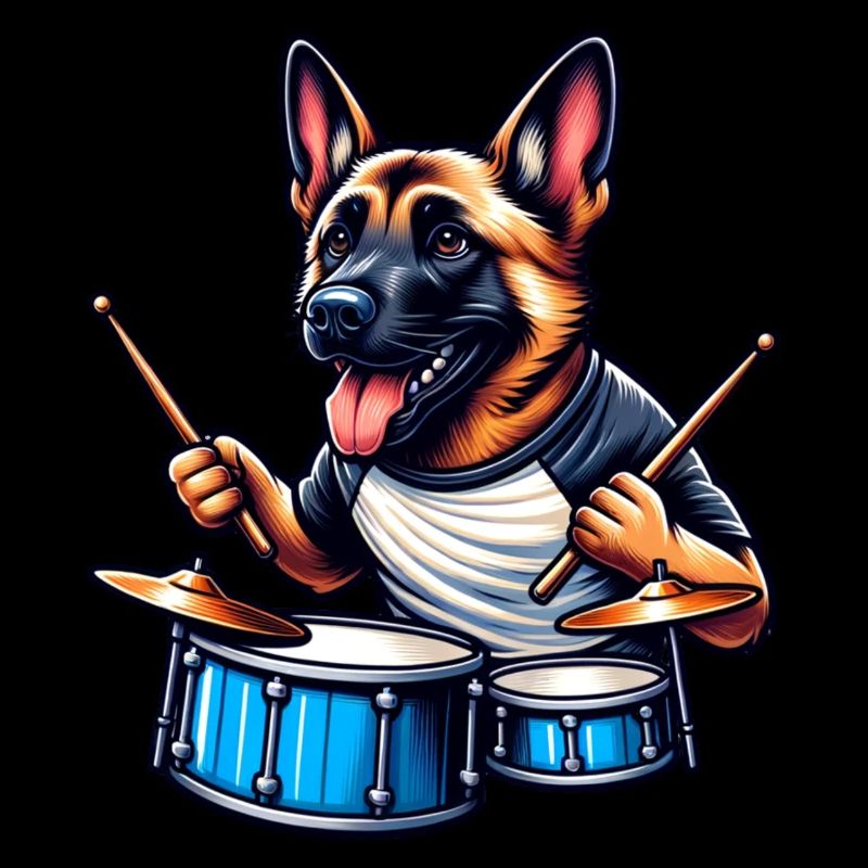 Cool Malinois Drummer Design