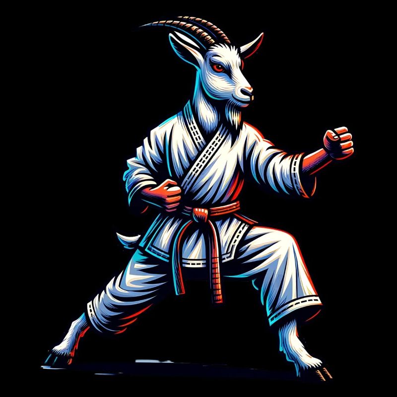 Karate-Ziege in Action – Dynamischer Kampfgeist
