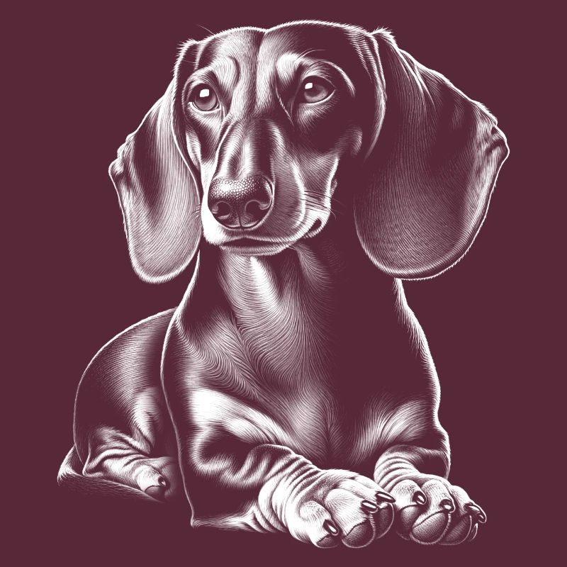 teckel mignon dans la pose couchée dans le style de dessin