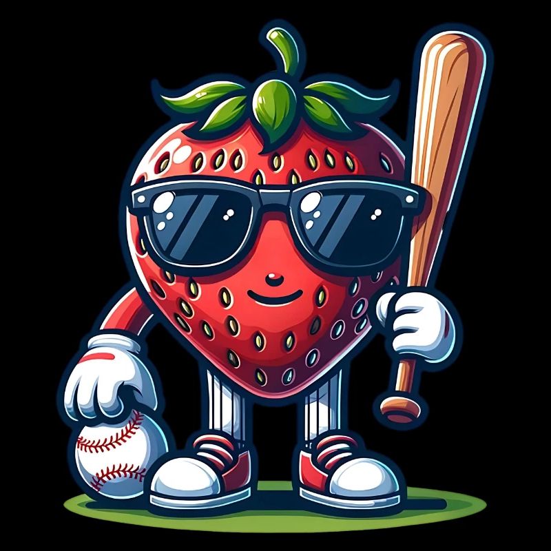 Cool strawberry baseball action in summer