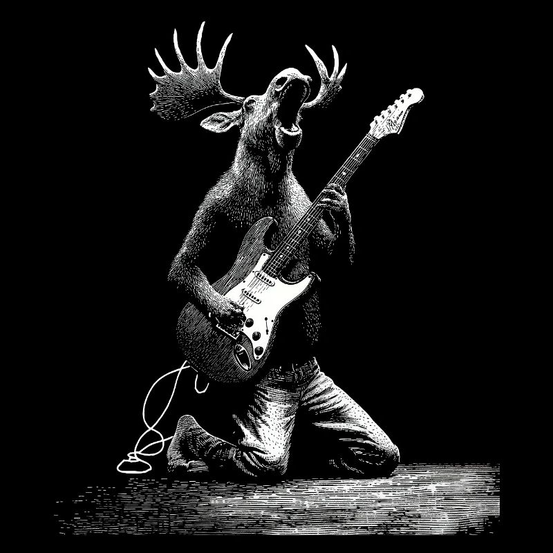 Rockender Elch mit E-Gitarre Geschenk Musikfans