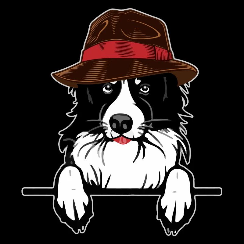 Hütehund Border Collie Hund mit Hut Geschenkidee