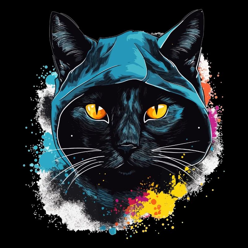 Tête de chat Noir Chat Bombay Chat heureux Chats
