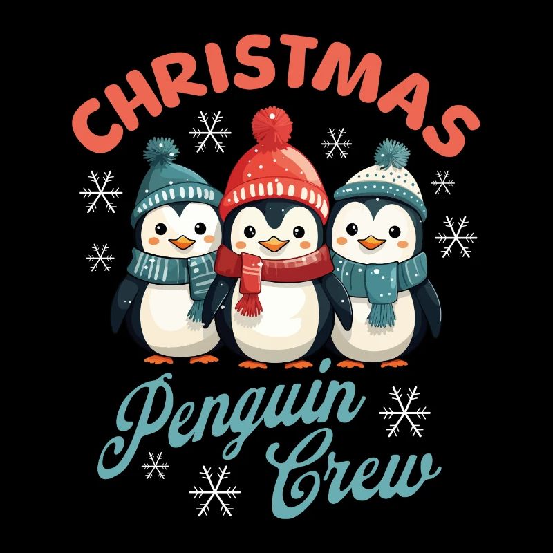 Pingouins de Noël écharpe chapeau Noël mignon mignon