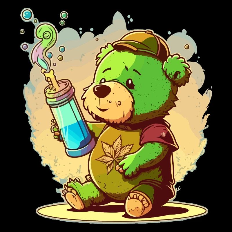 High Bear: A Funny Cartoon Illustration for Cannab