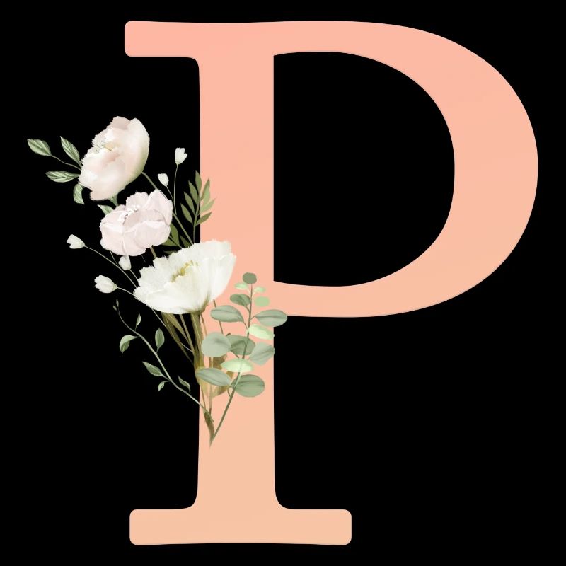 P Monogram, minimal, pastel, floral