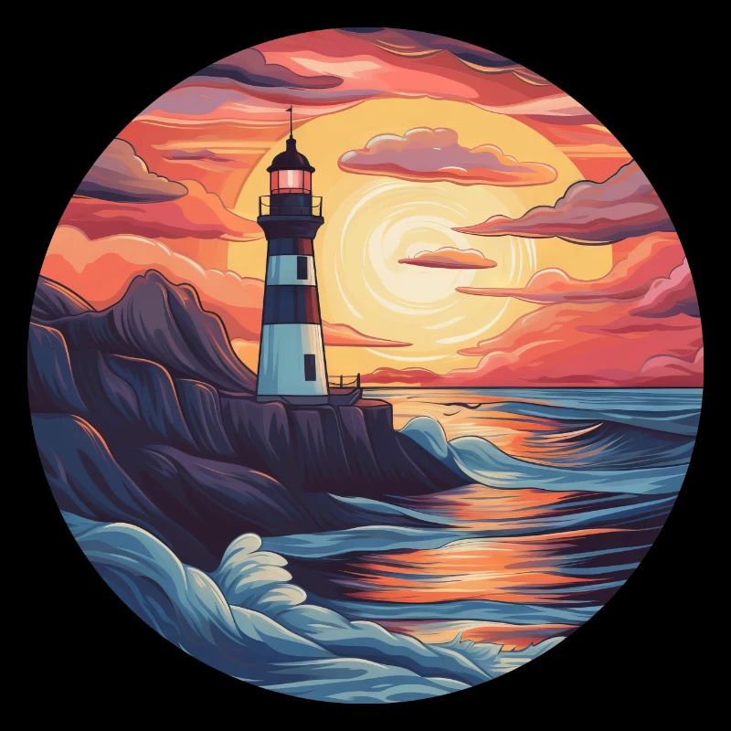 North Sea lighthouse at sunset -