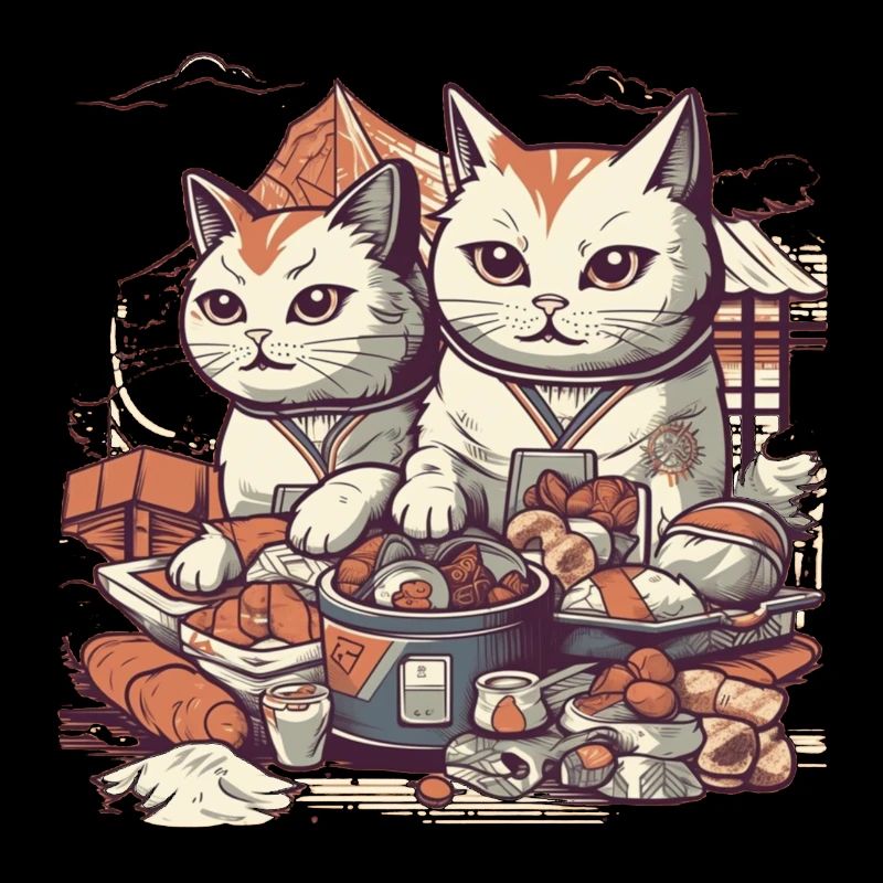 Comic Katzen essen süßes Gebäck