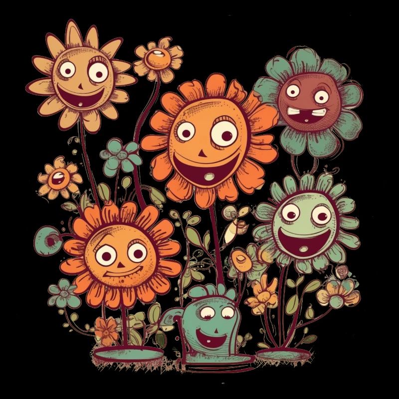 Lustige Comic Blüten, Cartoon Blumen