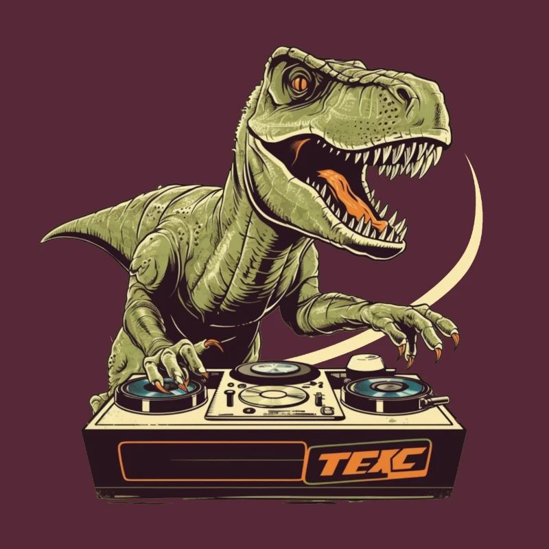 Cool T-Rex DJ with mixer and loop station
