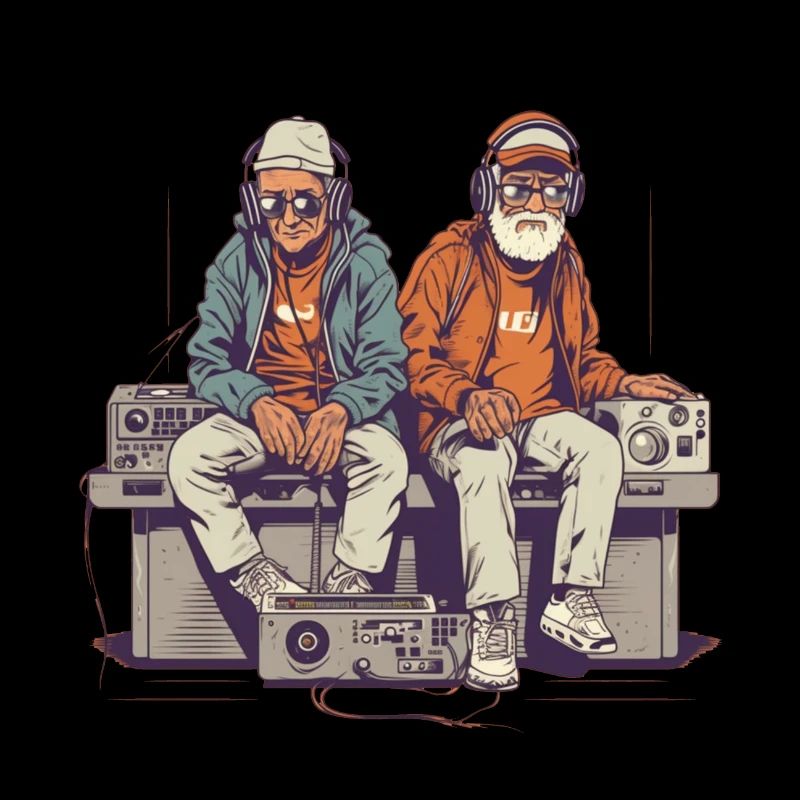 Two cool older gentlemen hanging out - hipster style