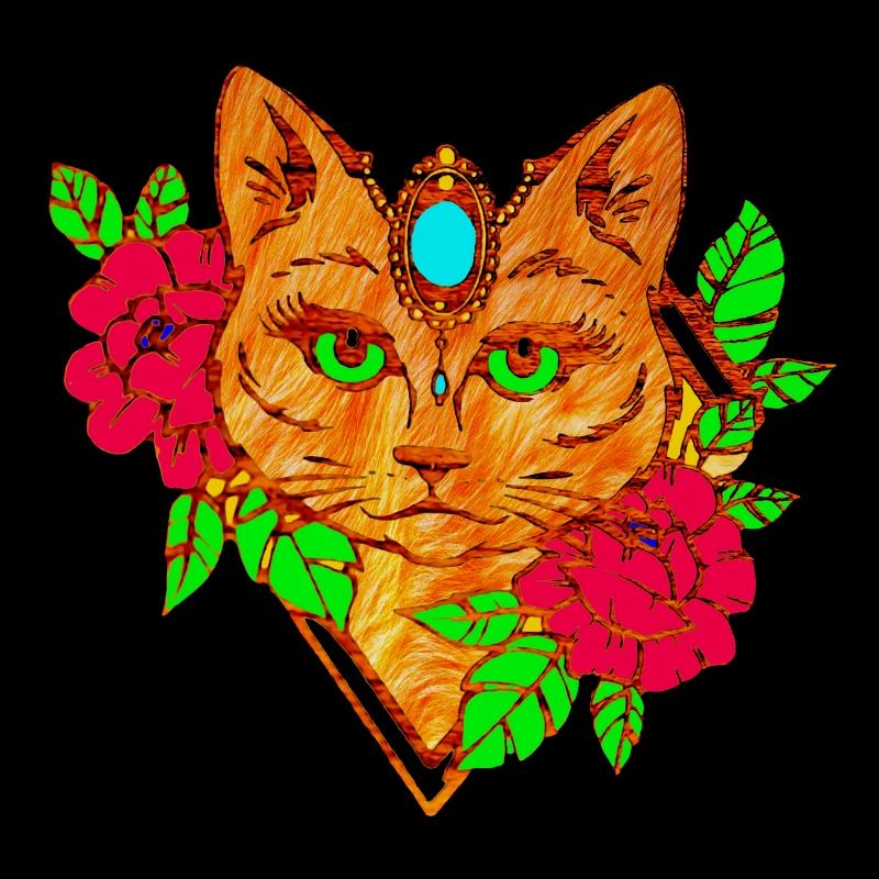 chat et fleurs