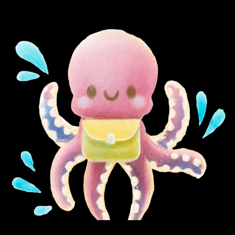 Cute kawaii octopus back to school as a child