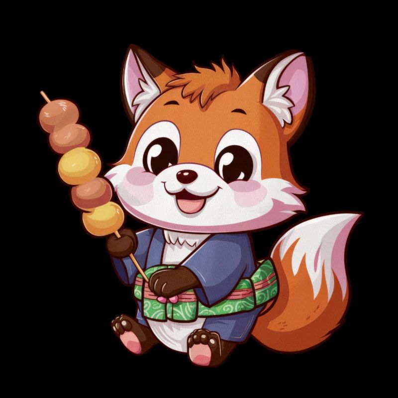 Kawaii Fox with Hanami Dango