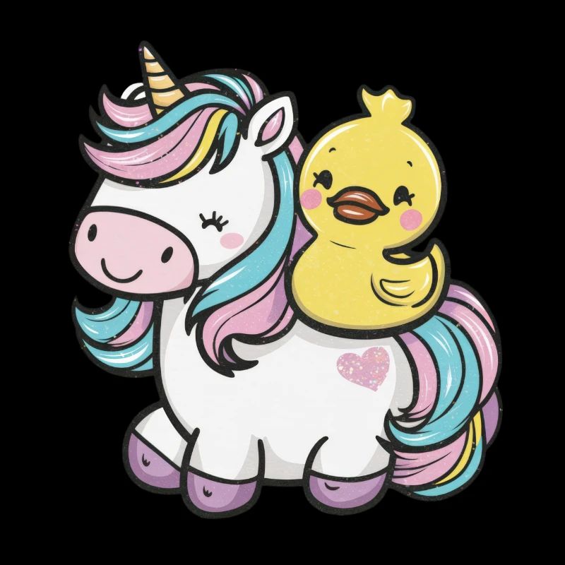 Licorne kawaii avec canard en caoutchouc mignon