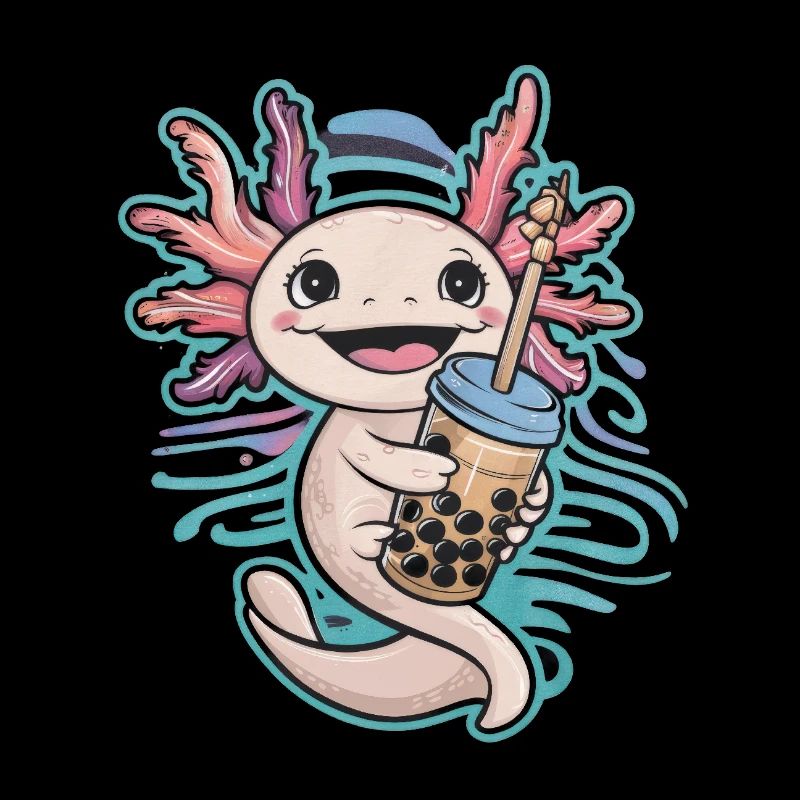 Kawaii Axolotl with Japanese Bubble